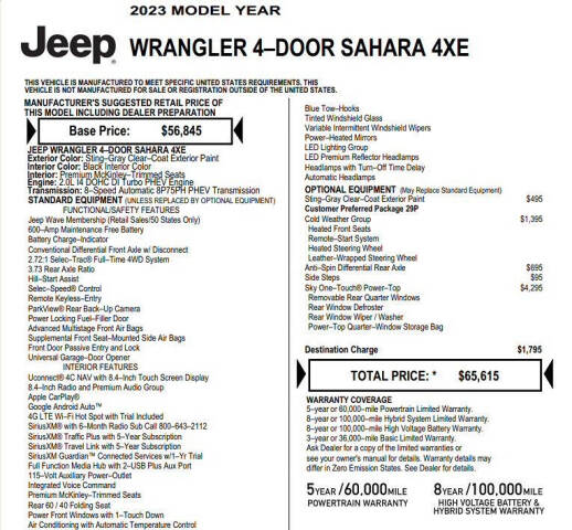 jeep wrangler 4xe 2023 1C4JJXP60PW557275 image jeep wrangler 4xe 2023 1C4JJXP60PW557275 image